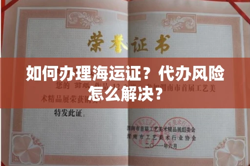 全国如何办理海运证?代办风险怎么解决?